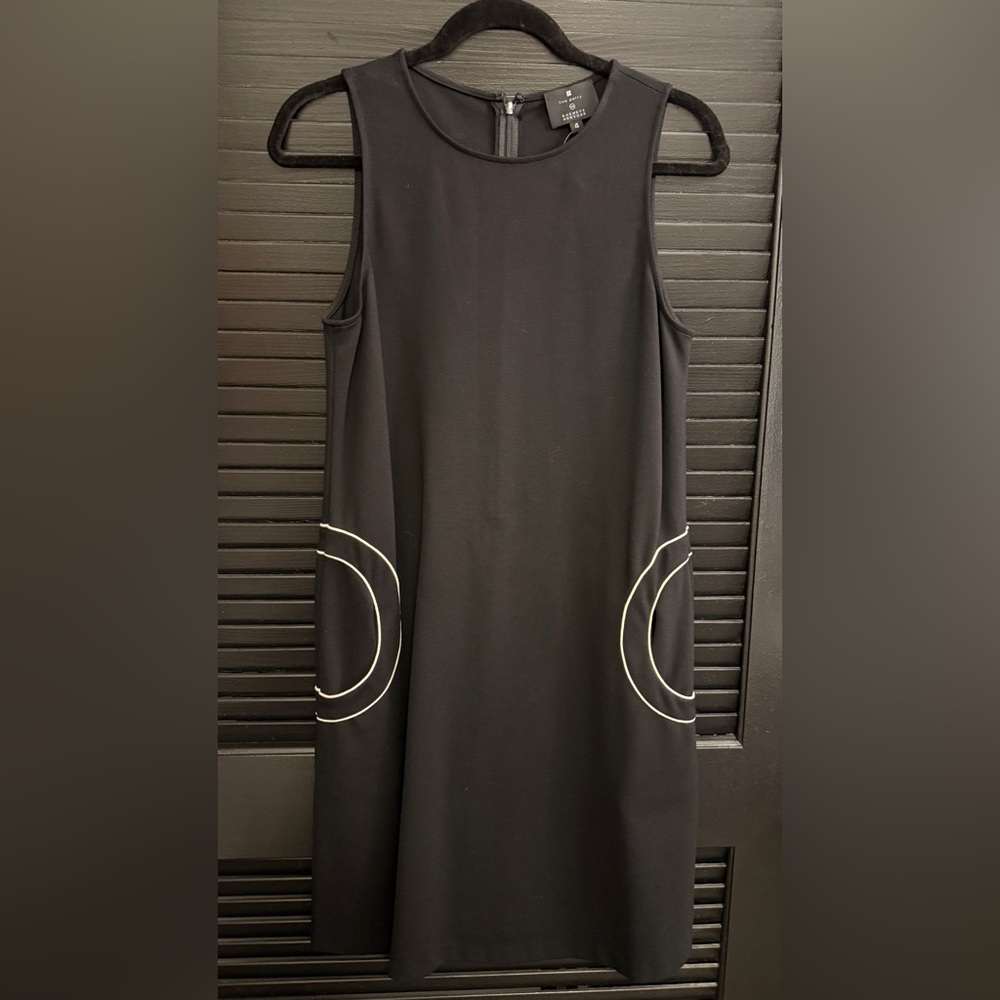 Lisa Perry for Barney New York Black Sleeveless A-Line Midi Dress
